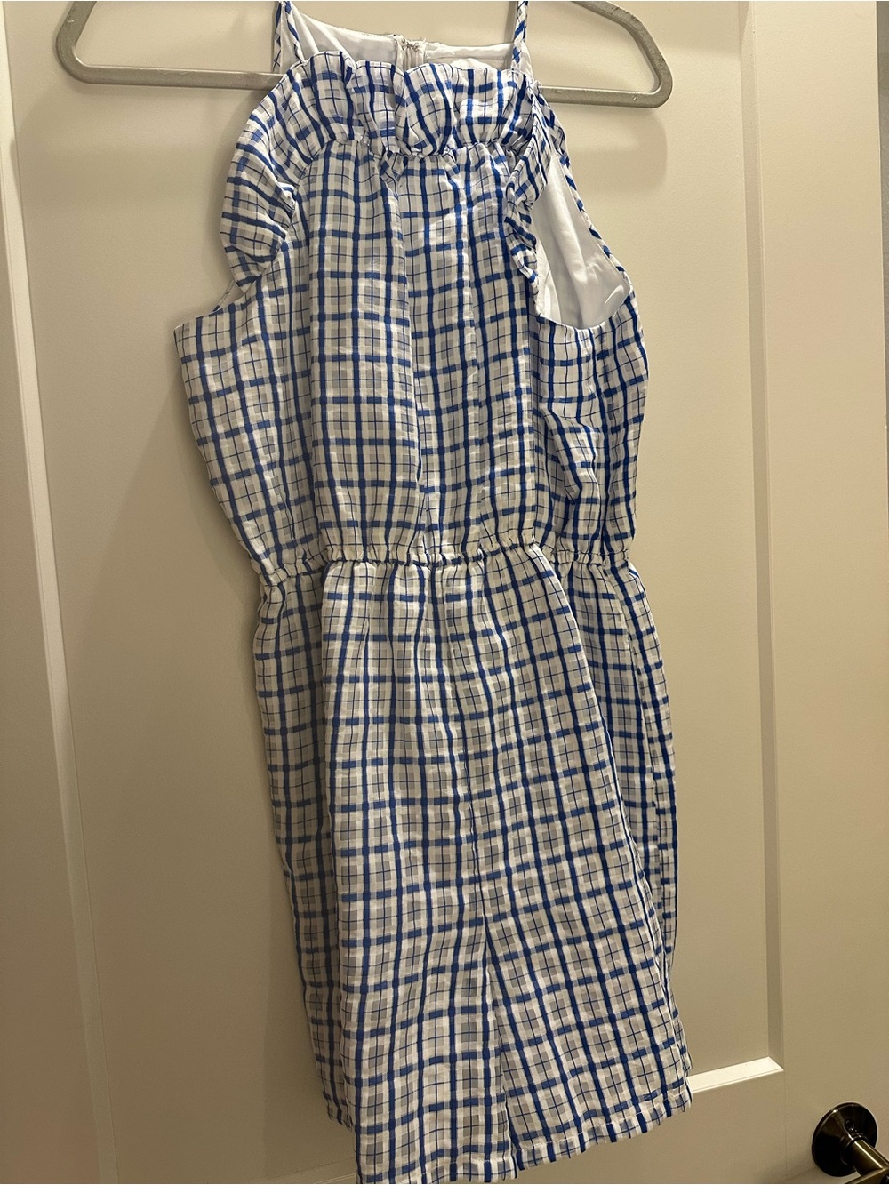 Corey Lynn Calter Blue & White Plaid Romper